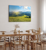 Paul Sinus Wandbild 120x80cm Alpenlandschaft Berge Gebirge Wiese Sonnenuntergang