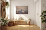 Sinus Art Wandbild 120x80cm Imposanter Einzelgipfel in weichem Abendlicht für starke visuelle Präsenz in jedem Raum