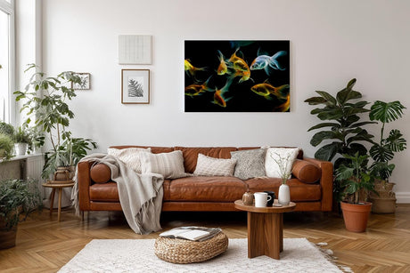 Sinus Art Wandbild 120x80cm Anmutige Darstellung von Goldfischen in harmonischer Farbkomposition