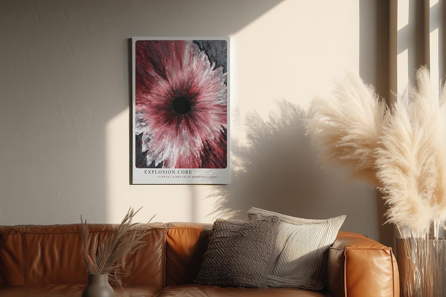 Paul Sinus Wandbild in 40x60cm Explosion Core – Ausdrucksstarkes abstraktes Kunstwerk mit dynamischer Farbexplosion in Rotund Weißtönen