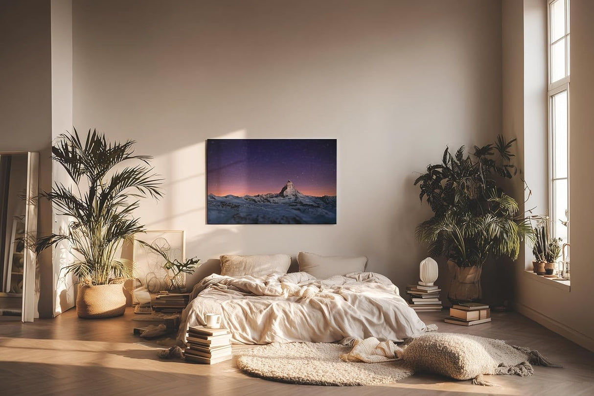 Sinus Art Wandbild 120x80cm Spektakuläre Darstellung des Matterhorns unter funkelndem Sternenhimmel