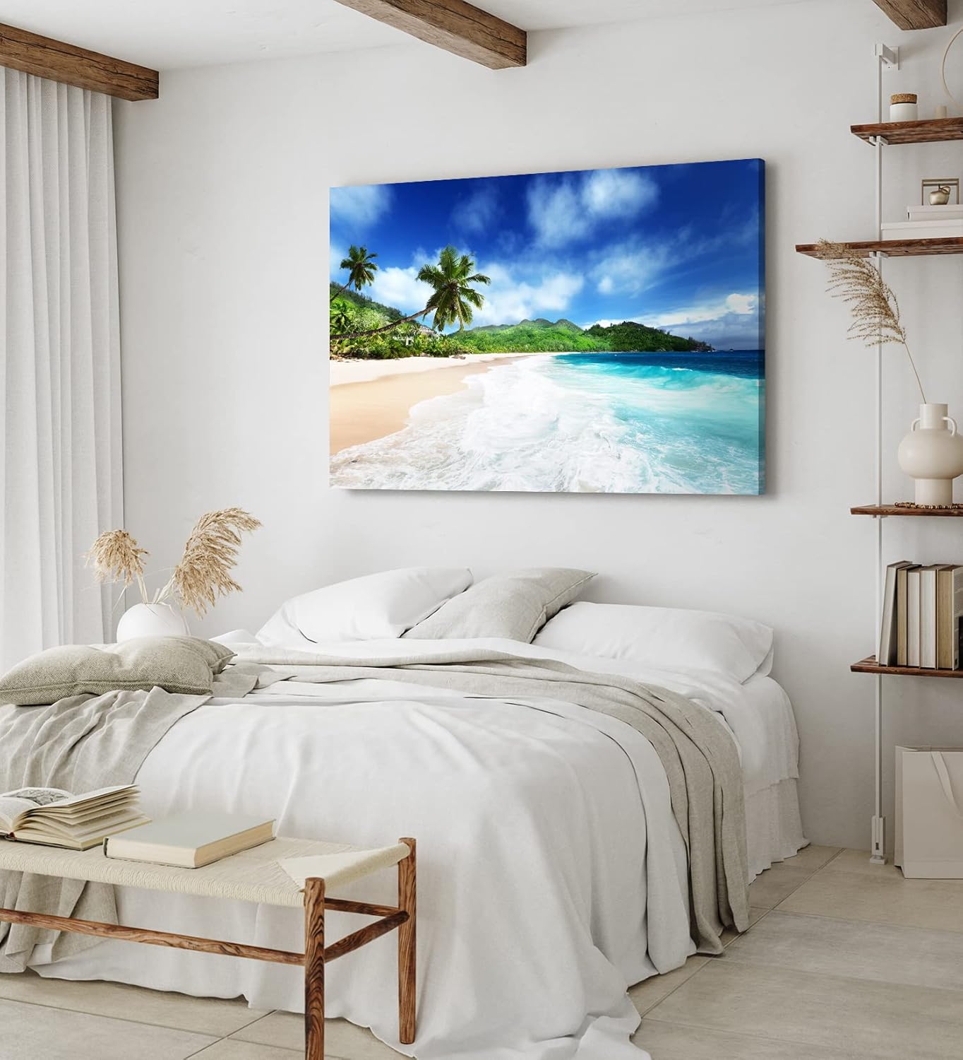 Wandbild 120x80cm Südsee Palmen Meer Strand Sommer Sonnenschein