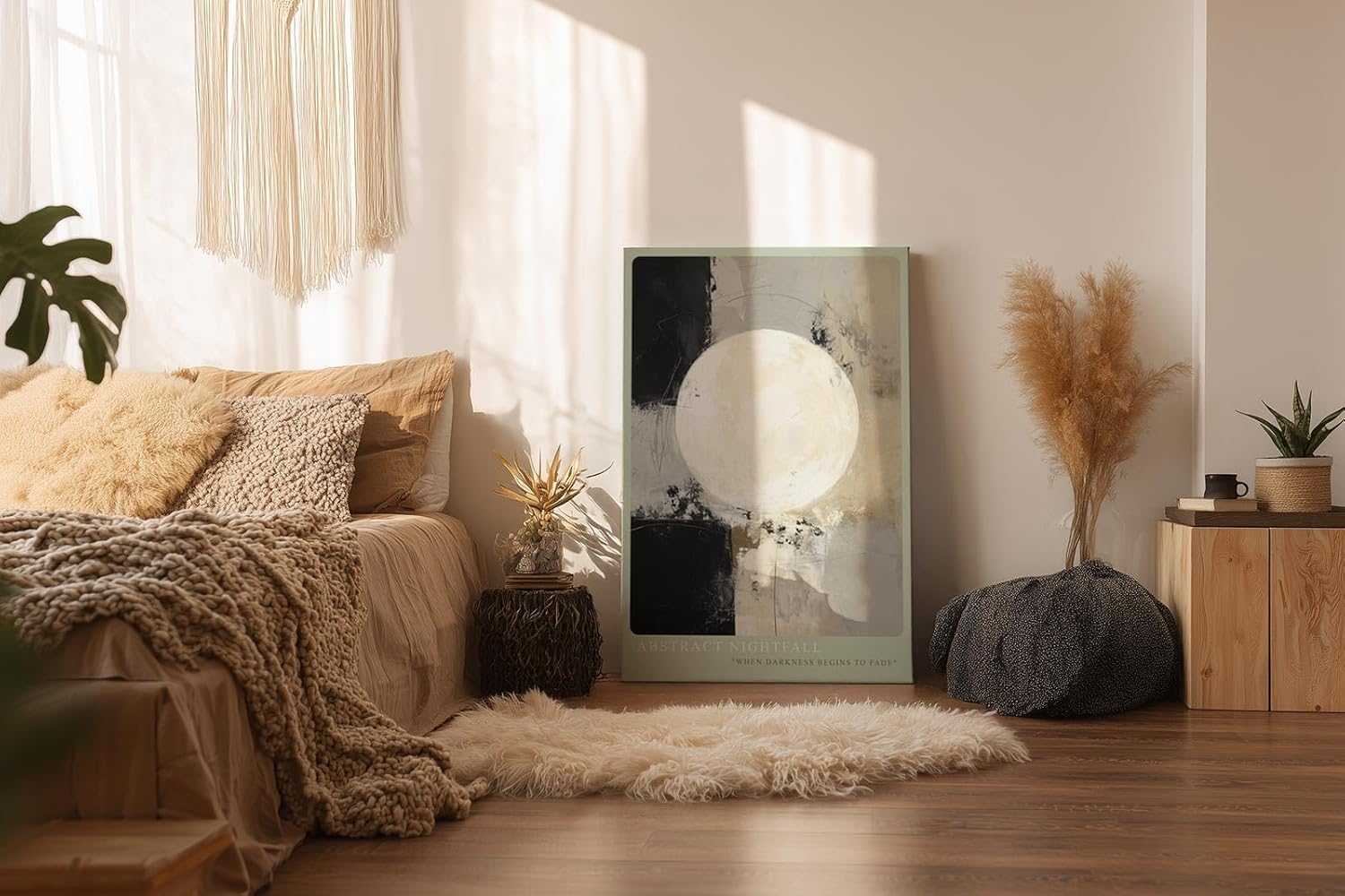 Paul Sinus Wandbild in 40x60cm Abstract Nightfall – Harmonische abstrakte Komposition mit großem Lichtkreis und sanften Farbverläufen