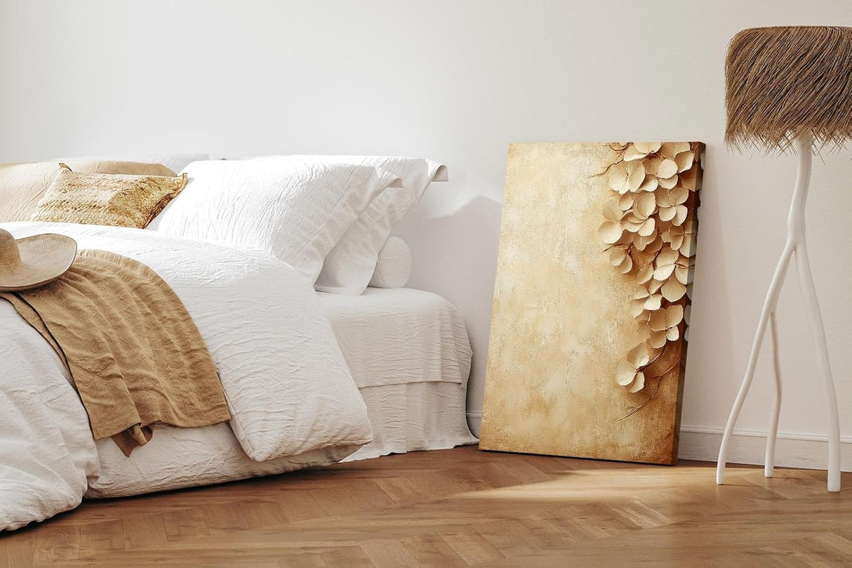 Paul Sinus 60x90cm Wandbild Hängende Blütenpracht in Beige – Stilvolle Natürlichkeit mit floraler Harmonie Blume