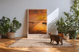 Paul Sinus Kunstdruck 40x60cm Sunset Harbor – Segelboote bei Sonnenuntergang im goldenen Abendlicht auf ruhigem Wasser