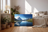 Sinus Art Wandbild 120x80cm Majestätisches Matterhorn reflektiert sich in klarem Bergsee unter blauem Himmel