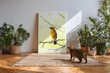 Paul Sinus Kunstdruck 40x60cm Golden Perch mit gelbem Singvogel auf Ast vor hellem Hintergrund