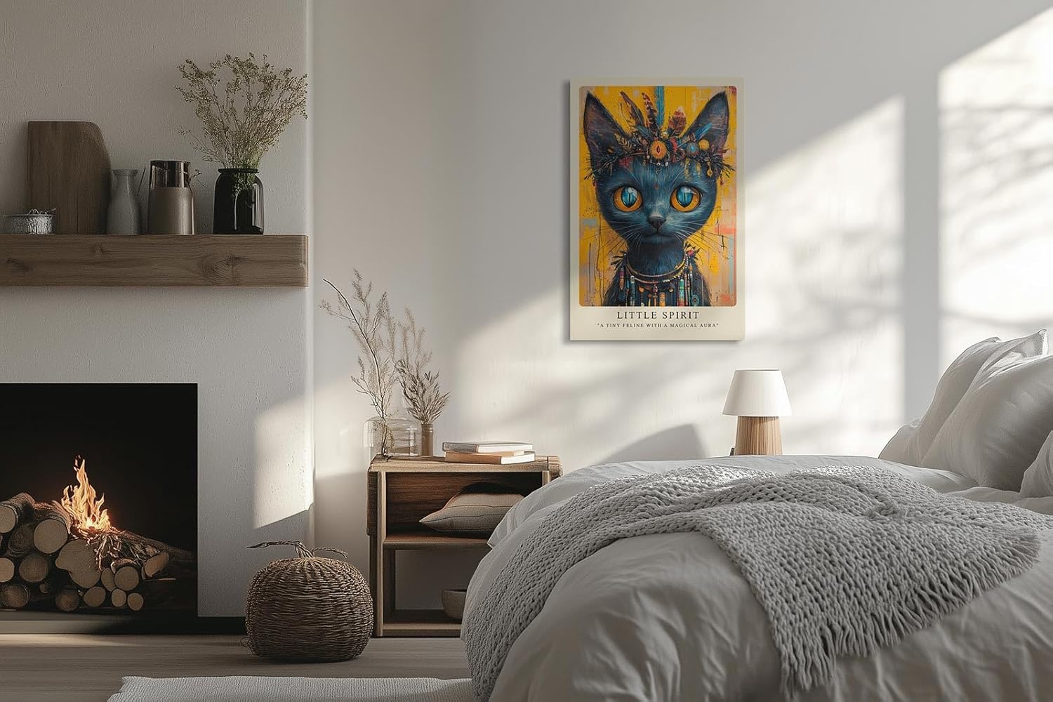 Paul Sinus Leinwandbild 40x60cm mystische Katze spirituell geheimnisvoll kunstvolle Wandkunst intensiv farbenfroh faszinierend ausdrucksstark tribal
