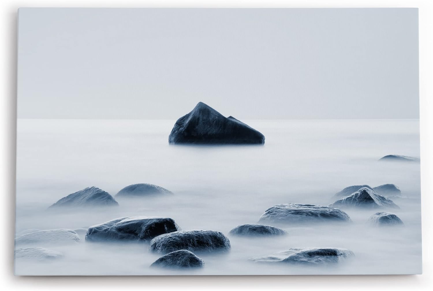 Paul Sinus Wandbild 120x80cm Meer Nebel Felsen Weiß Fotokunst Horizont Harmonisch