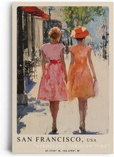 Paul Sinus Leinwandbild 60x90cm Leinwandbild San Francisco nostalgische Eleganz romantische Spaziergangsstimmung impressionistische Stadtansicht Vintage