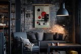 Paul Sinus Wandbild in 40x60cm The Red Construct – Geometrische Abstraktion in Rot, Schwarz und Weiß mit klaren Linien und markanten Formen