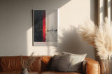 Paul Sinus Wandbild in 40x60cm The Red Border – Abstrakte Komposition mit starkem Hell-Dunkel-Kontrast und rotem Akzentstreifen