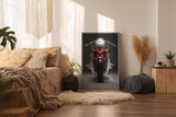 Paul Sinus Wandbild in 40x60cm Velocyte X – futuristisches Motorrad-Design in minimalistischer Perspektive mit markantem Rücklicht