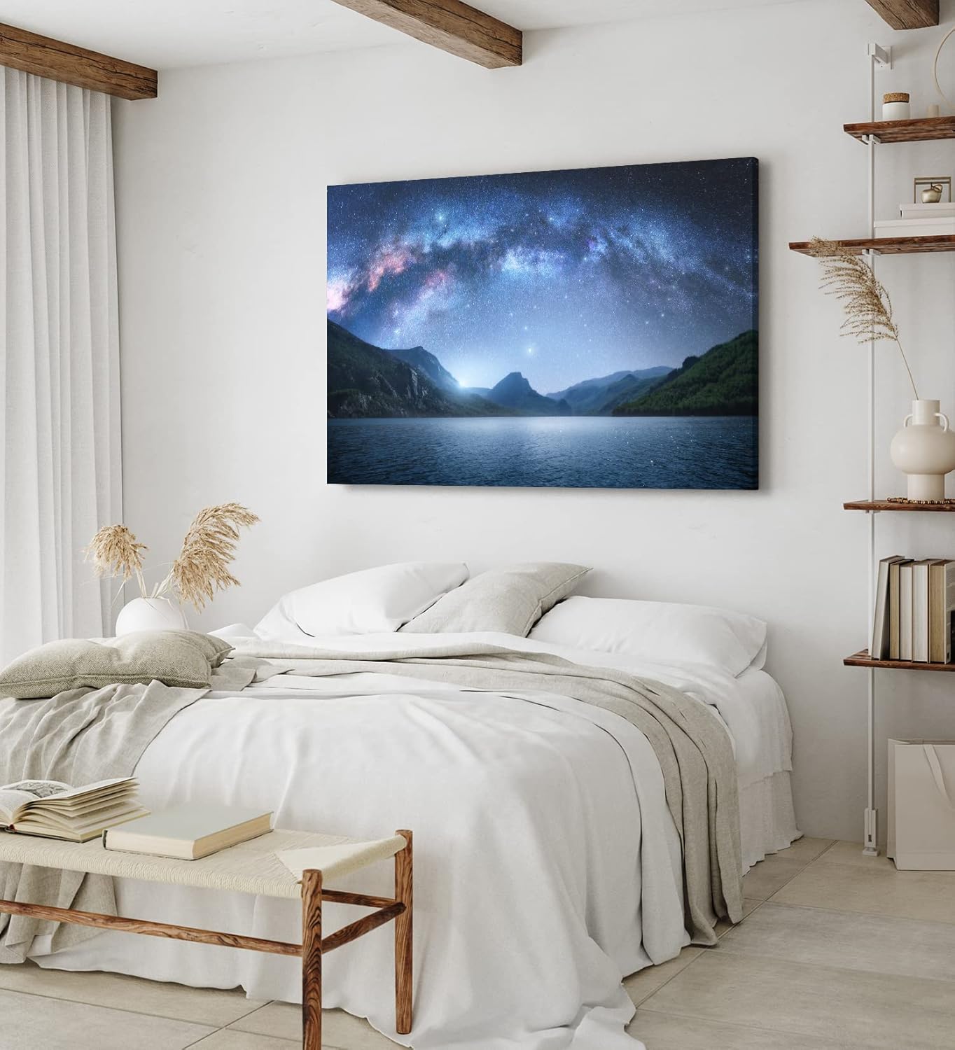 Paul Sinus Wandbild 120x80cm Milchstraße Astrofotografie See Berge Sternenhimmel