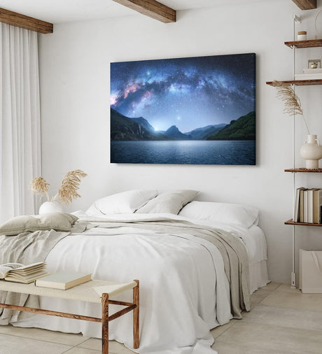 Paul Sinus Wandbild 120x80cm Milchstraße Astrofotografie See Berge Sternenhimmel