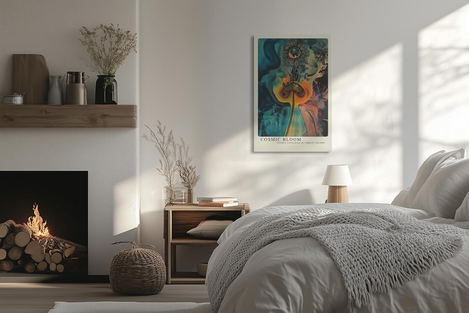 Paul Sinus Leinwandbild 40x60cm kosmische Blüte in leuchtenden Farben mit surrealen Strukturen – kunstvolles Leinwandbild für moderne Raumgestaltung