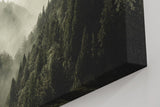 Sinus Art Wandbild 120x80cm Dichter Nadelwald unter ziehendem Nebel – geheimnisvoll, ruhig und atmosphärisch