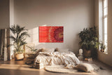 Sinus Art Wandbild 120x80cm Atemberaubende Nahaufnahme einer roten Blüte mit faszinierender Textur und Tiefe