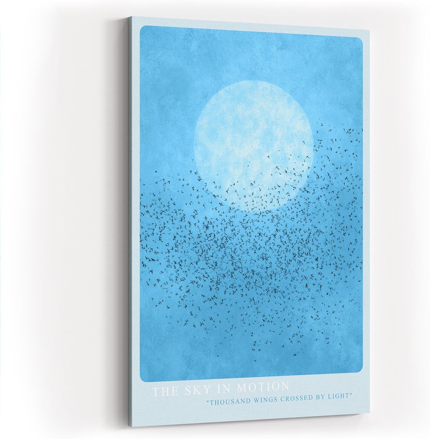 Paul Sinus Wandbild in 40x60cm Vogelschwarm vor großem Mond auf blauem Himmel