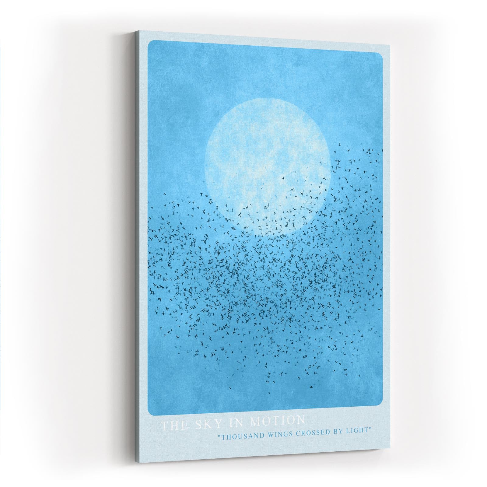 Paul Sinus Wandbild in 40x60cm Vogelschwarm vor großem Mond auf blauem Himmel