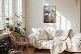 Paul Sinus 60x90cm Wandbild Zarte Blüten in Beige – Florale Anmut in moderner Raumkunst Blume
