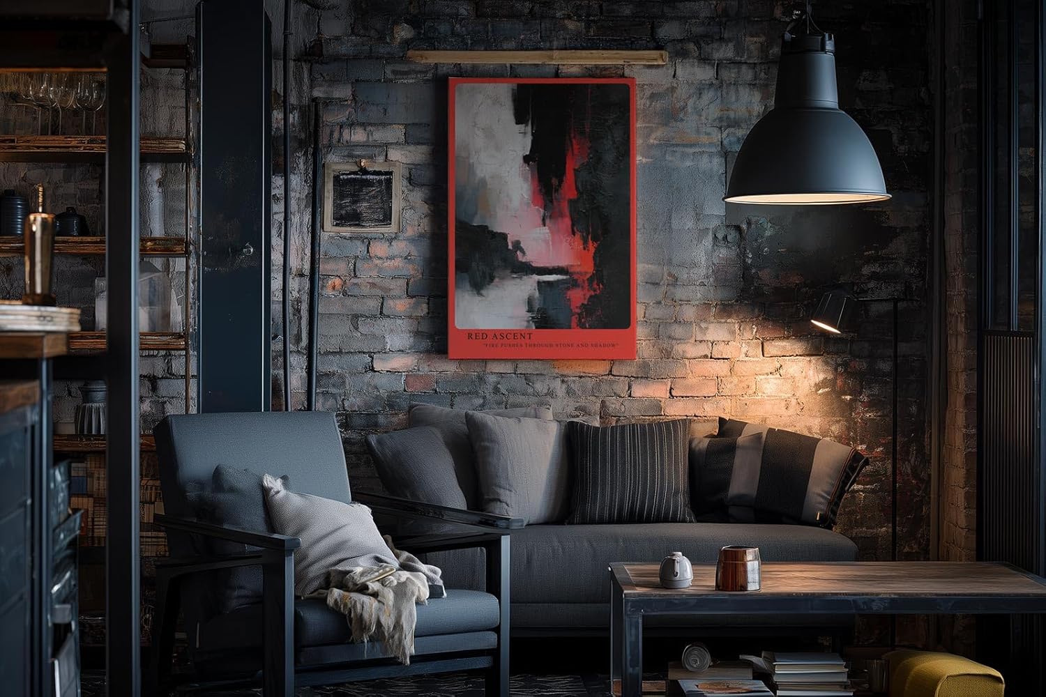 Paul Sinus Wandbild in 40x60cm Red Ascent – Abstraktes Kunstwerk mit intensivem Rot zwischen Schwarz und Weiß