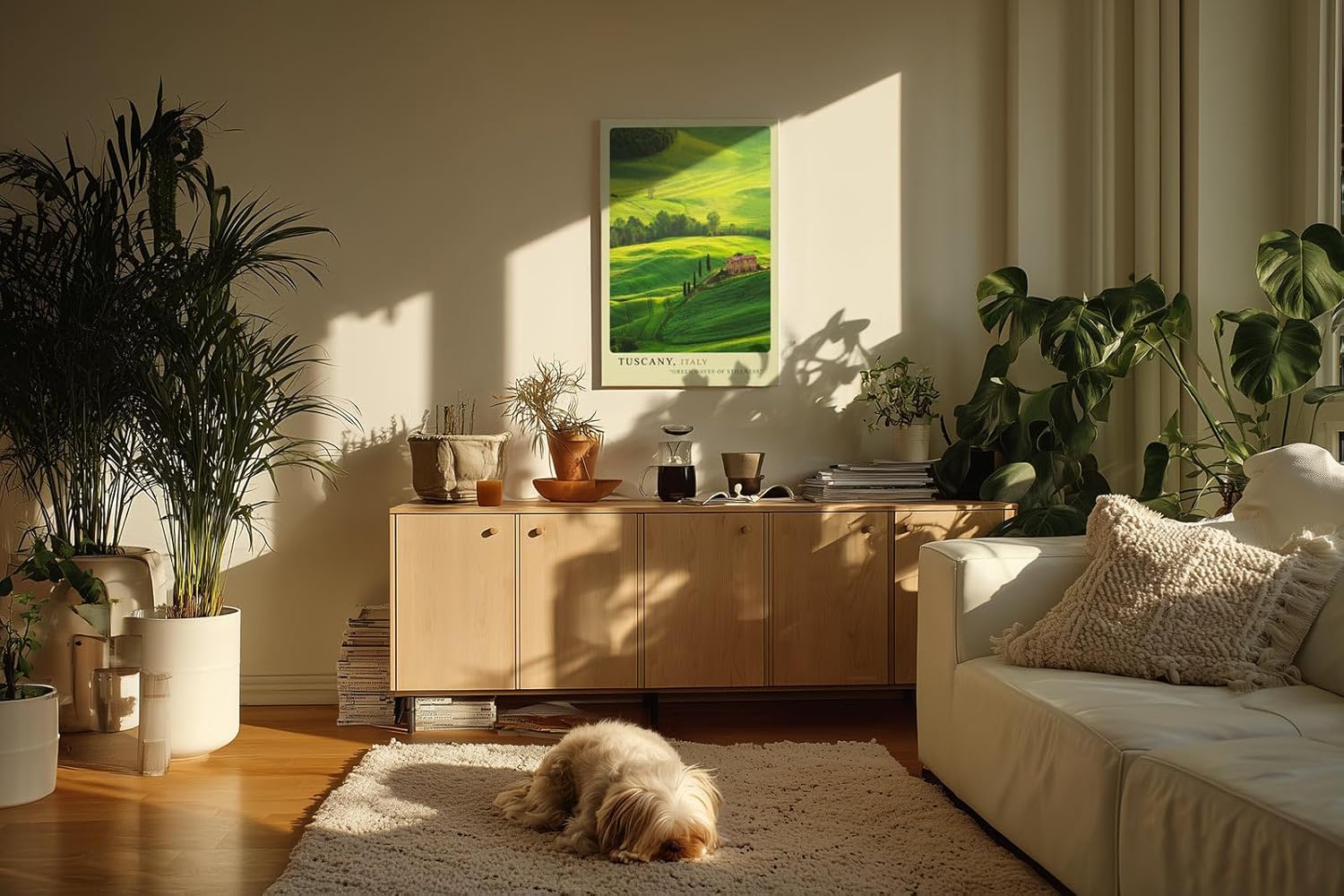 Paul Sinus Kunstdruck 40x60cm Tuscany Italien goldgrüne Hügellandschaft mit Bauernhaus und Zypressen im Licht