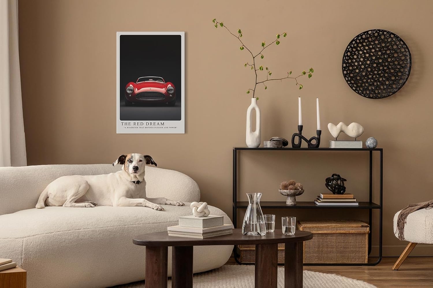 Paul Sinus Leinwandbild 80x120cm The Red Dream Klassischer Roadster Leidenschaft und Kraft Zeitlose Automobilkunst Dynamische Eleganz