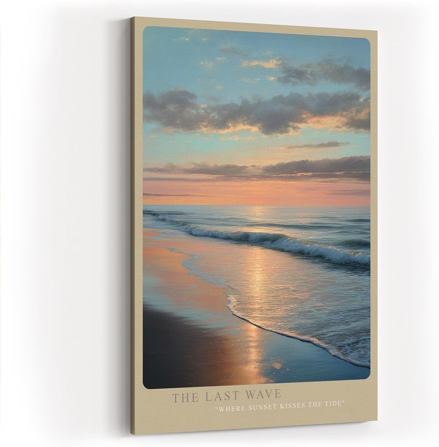 Paul Sinus Wandbild in 40x60cm Sonnenuntergang am Meer mit sanften Wellen und reflektierendem Licht auf dem Wasser