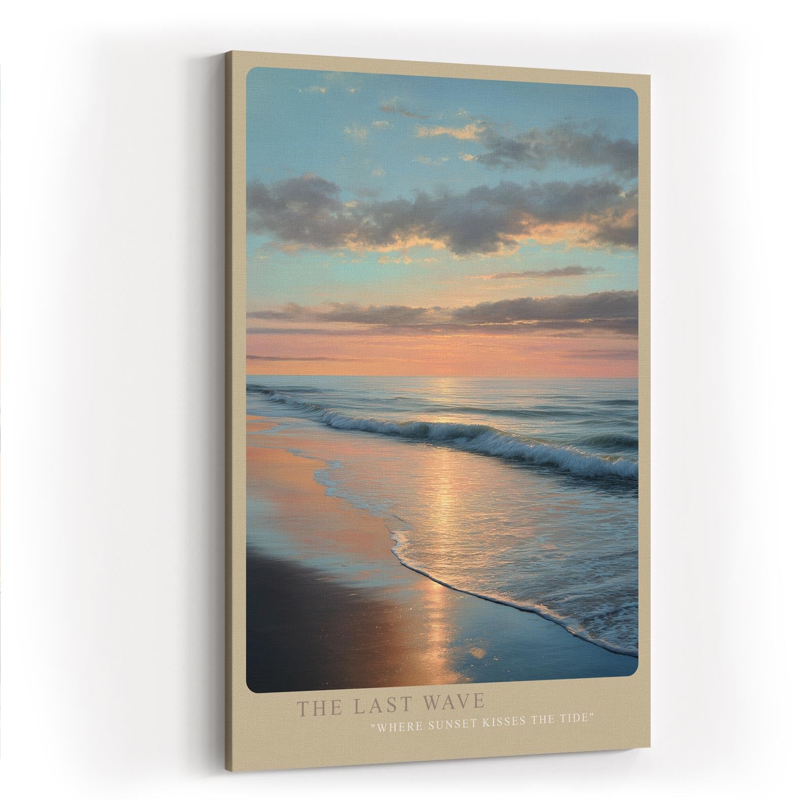 Paul Sinus Wandbild in 40x60cm Sonnenuntergang am Meer mit sanften Wellen und reflektierendem Licht auf dem Wasser