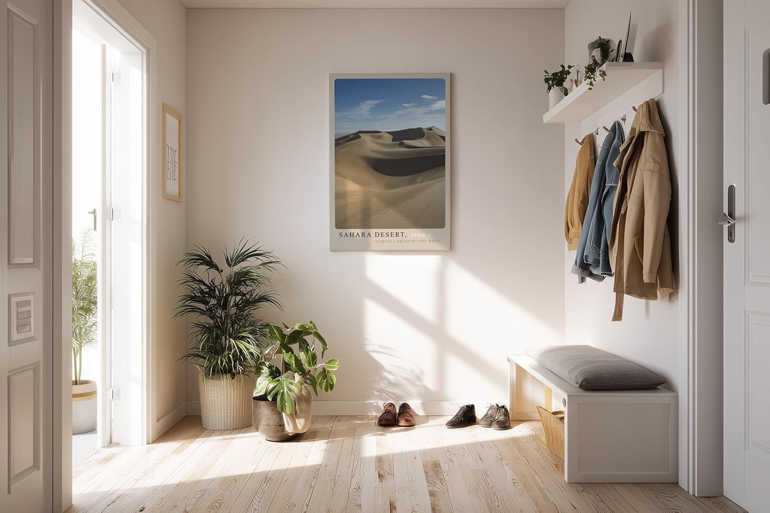Paul Sinus Kunstdruck 40x60cm Sahara Desert Africa – Endlose Sanddünen im goldenen Licht mit weichem Schattenspiel