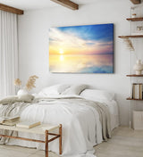 Paul Sinus Wandbild 120x80cm Stille See Meer Ozean Sonne Horizont Blau Sonnenuntergang