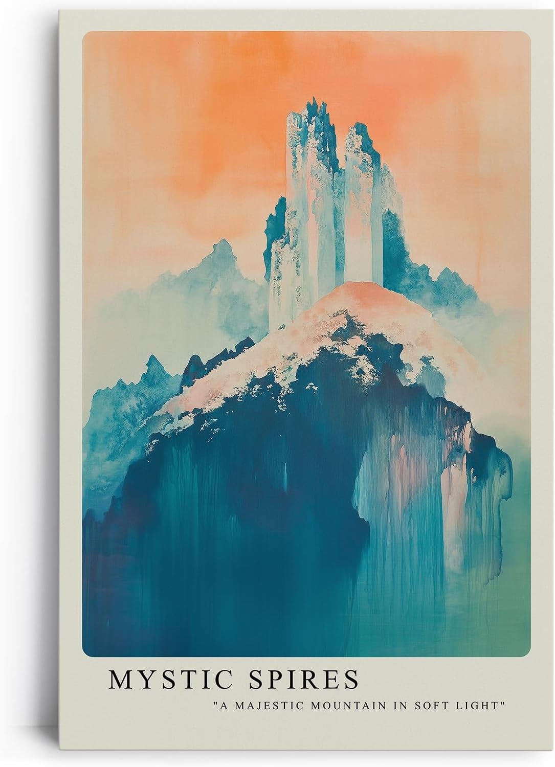 Paul Sinus Leinwandbild 80x120cm mystische Bergspitzen in sanften Farben mit verträumter Lichtstimmung – kunstvolles Leinwandbild