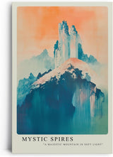 Paul Sinus Leinwandbild 80x120cm mystische Bergspitzen in sanften Farben mit verträumter Lichtstimmung – kunstvolles Leinwandbild