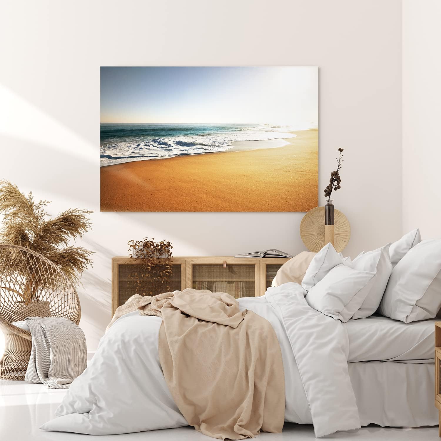 Paul Sinus Wandbild 120x80cm Strand Sandstrand Meer Horizont Sonne Wellen