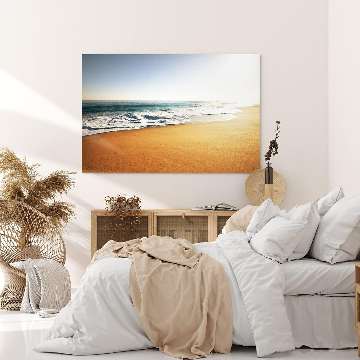 Paul Sinus Wandbild 120x80cm Strand Sandstrand Meer Horizont Sonne Wellen