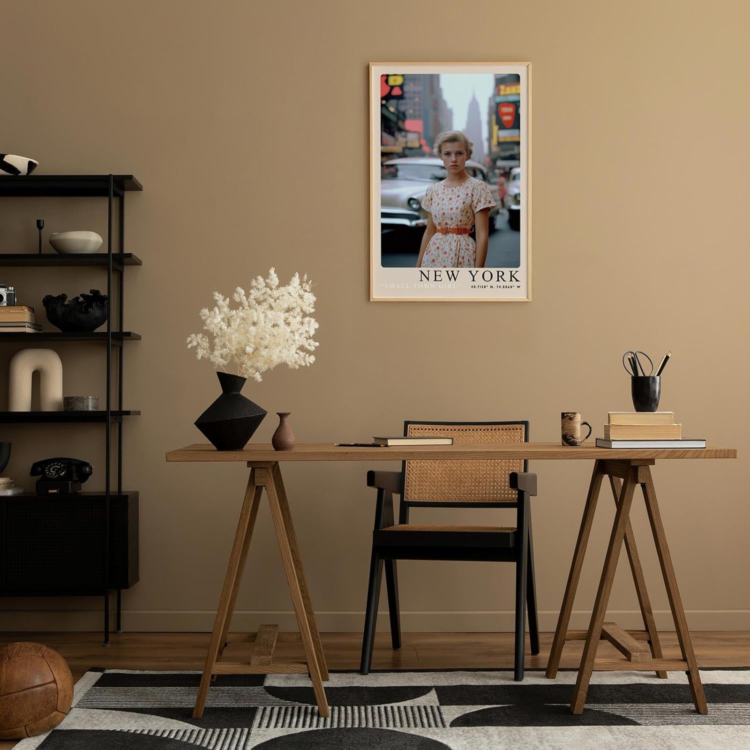 Paul Sinus Leinwandbild 40x60cm New York – Stadt, Nostalgie, Vintage, 50er Jahre, Metropole, Times Square, Mode, Eleganz, Großstadt, USA, Retro