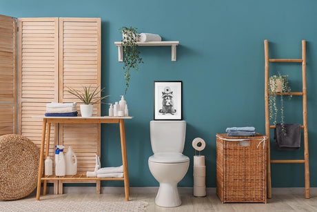 Paul Sinus Poster/Leinwandbild/Rahmenoption – Waschbär mit Klopapier – Lustige WC-Deko für dein Badezimmer