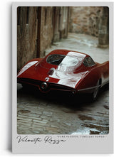 Paul Sinus Leinwandbild 60x90cm Velocità Rossa Leinwandbild futuristischer Sportwagen in einer historischen Gasse Dynamik trifft auf zeitlose Eleganz
