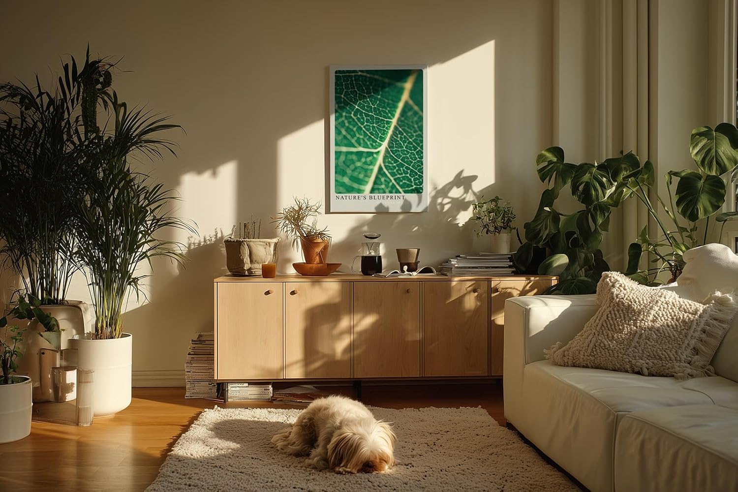 Paul Sinus Wandbild 80x120cm Nature's Blueprint – Blattstruktur in Nahaufnahme mit lebendiger Linienführung
