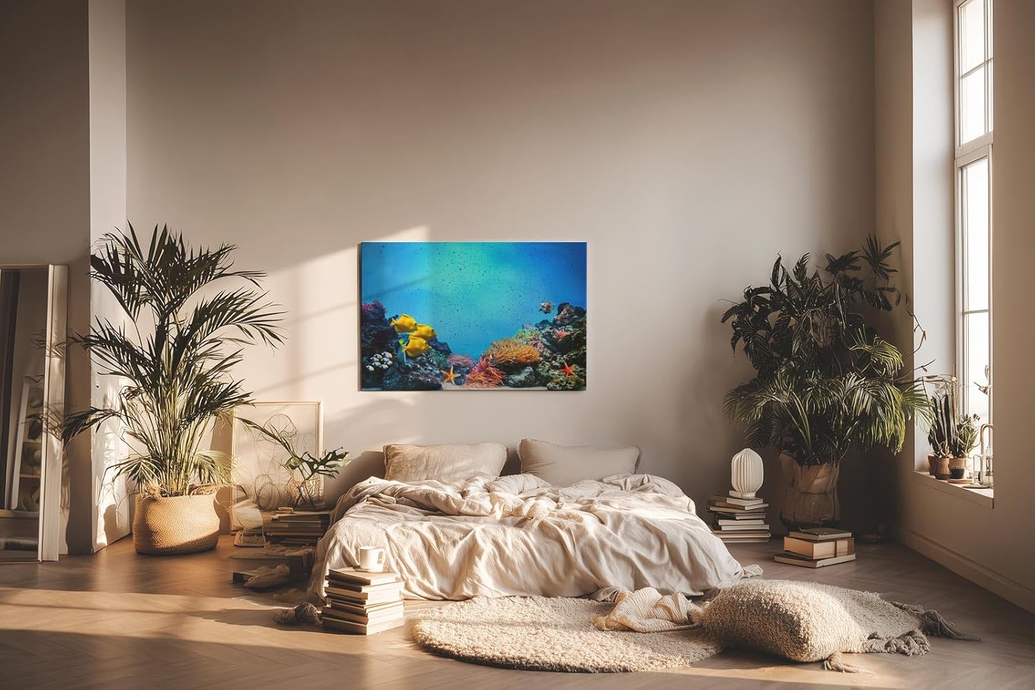 Sinus Art Wandbild 120x80cm Bunte Meeresbewohner und Korallen in einer lebendigen Unterwasserwelt