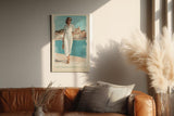 Paul Sinus Wandbild in 40x60cm Französische Riviera Frau im weißen Jumpsuit am Hafen mediterrane Eleganz auf Leinwand