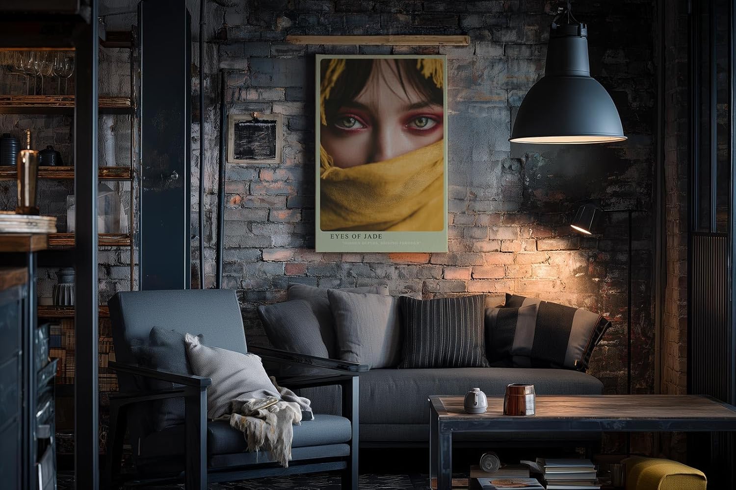 Paul Sinus Wandbild in 40x60cm Eyes of Jade – Intensiver Blick mit grünen Augen und gelbem Tuch