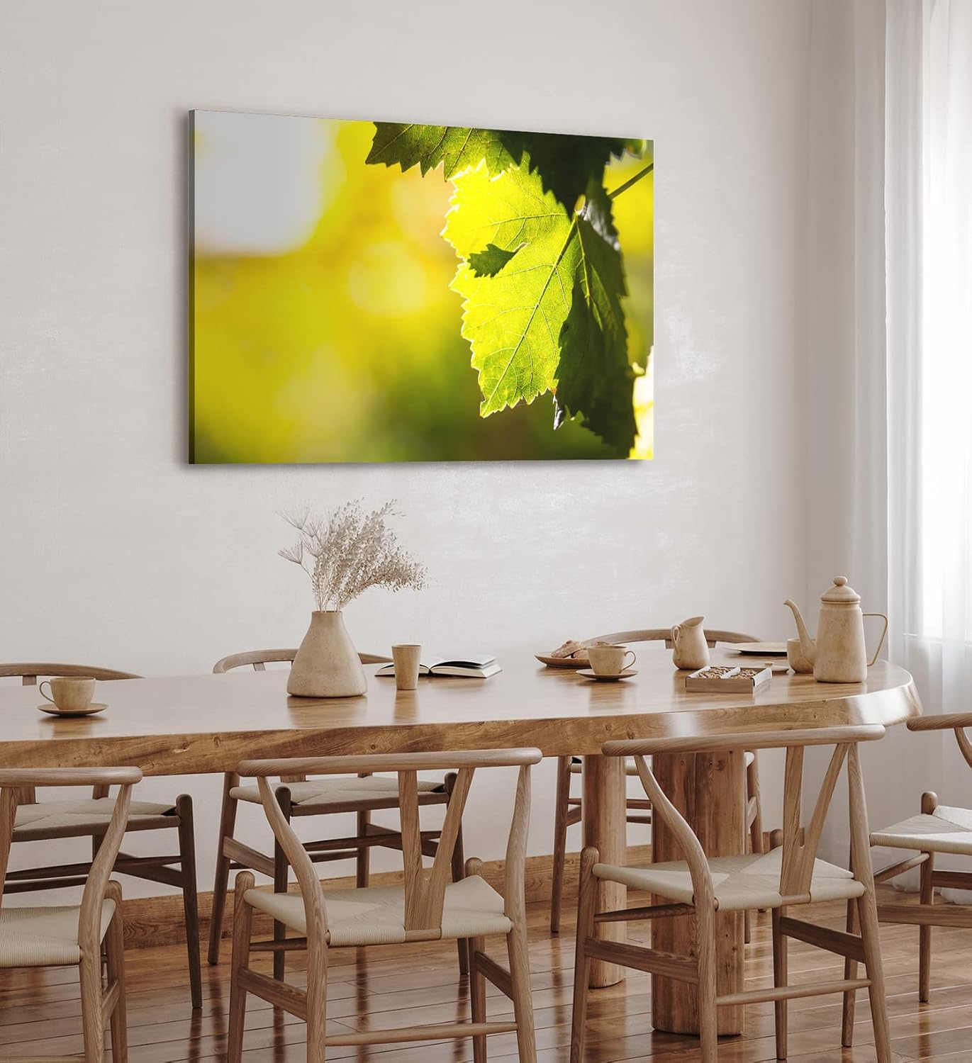 Paul Sinus Wandbild 120x80cm Eichenblatt Blatt Grün Sonnenschein Baum Fotokunst