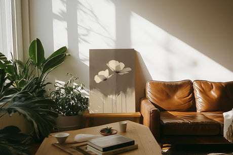 Paul Sinus 60x90cm Wandbild Sanfte Blüten in Sepia – Minimalistische Eleganz mit floraler Harmonie Blume