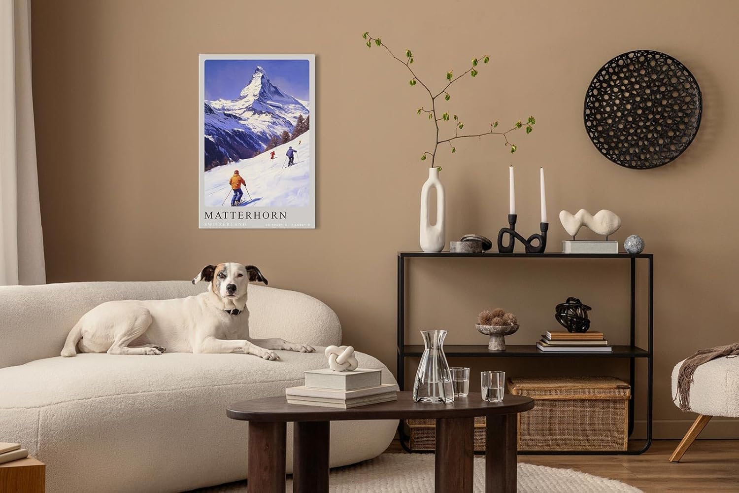 Paul Sinus Leinwandbild 60x90cm Matterhorn – Alpen, Ski, Wintersport, Schnee, Berge, Natur, Skifahren, Schweiz, Hochgebirge, Panorama, Abenteuer