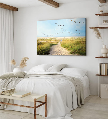 Paul Sinus Wandbild 120x80cm Ostsee Strand Sand Meer Entenflug Horizont