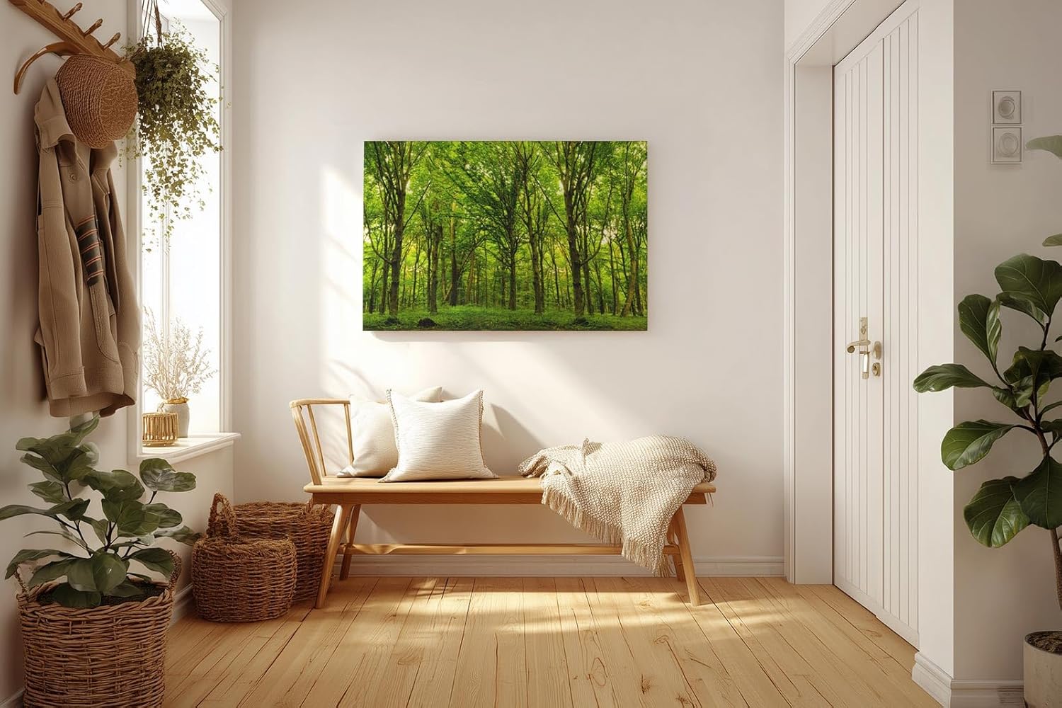 Sinus Art Wandbild 120x80cm Dichte Baumreihen und leuchtendes Laub schaffen eine friedliche, harmonische Stimmung