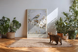 Paul Sinus Kunstdruck 40x60cm Blossom Perch – Vogel auf blühendem Ast in zartem Blütendesign und poetischer Harmonie