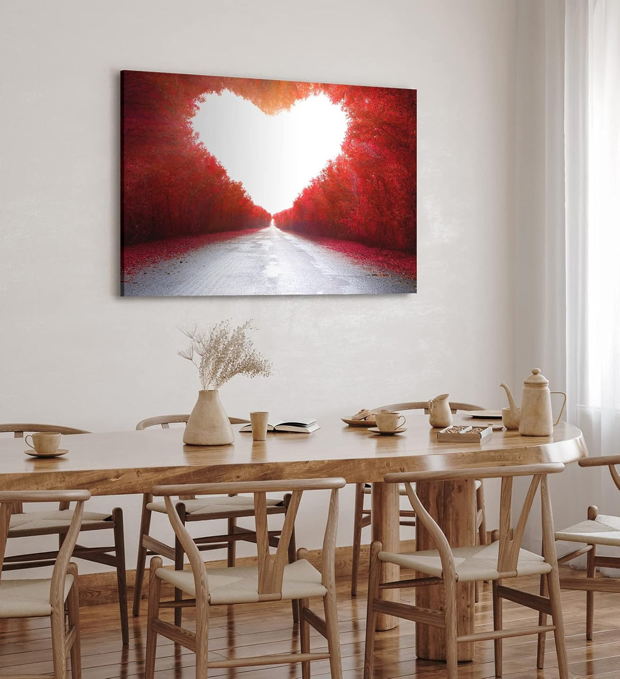 Paul Sinus Wandbild 120x80cm Baumallee Allee Bäume Herzform Rot Kunstvoll Straße
